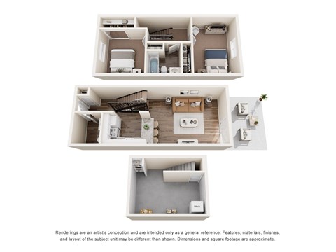 Floor plan for 2 beds, 1.5 baths, 1200 sqft
